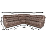 5-Piece Modular Reclining Sectional - Power Headrest, Power Footrest with USB Charging Ports