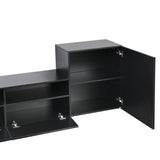 ON-TREND High Gloss TV Stand with Ample Storage Space, Media Console for TVs Up to 78", Versatile Entertainment Center with Wall Mounted Floating Storage Cabinets for Living Room, Black