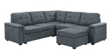 Isla Gray Woven Fabric 6-Seater Sectional Sofa with Ottoman