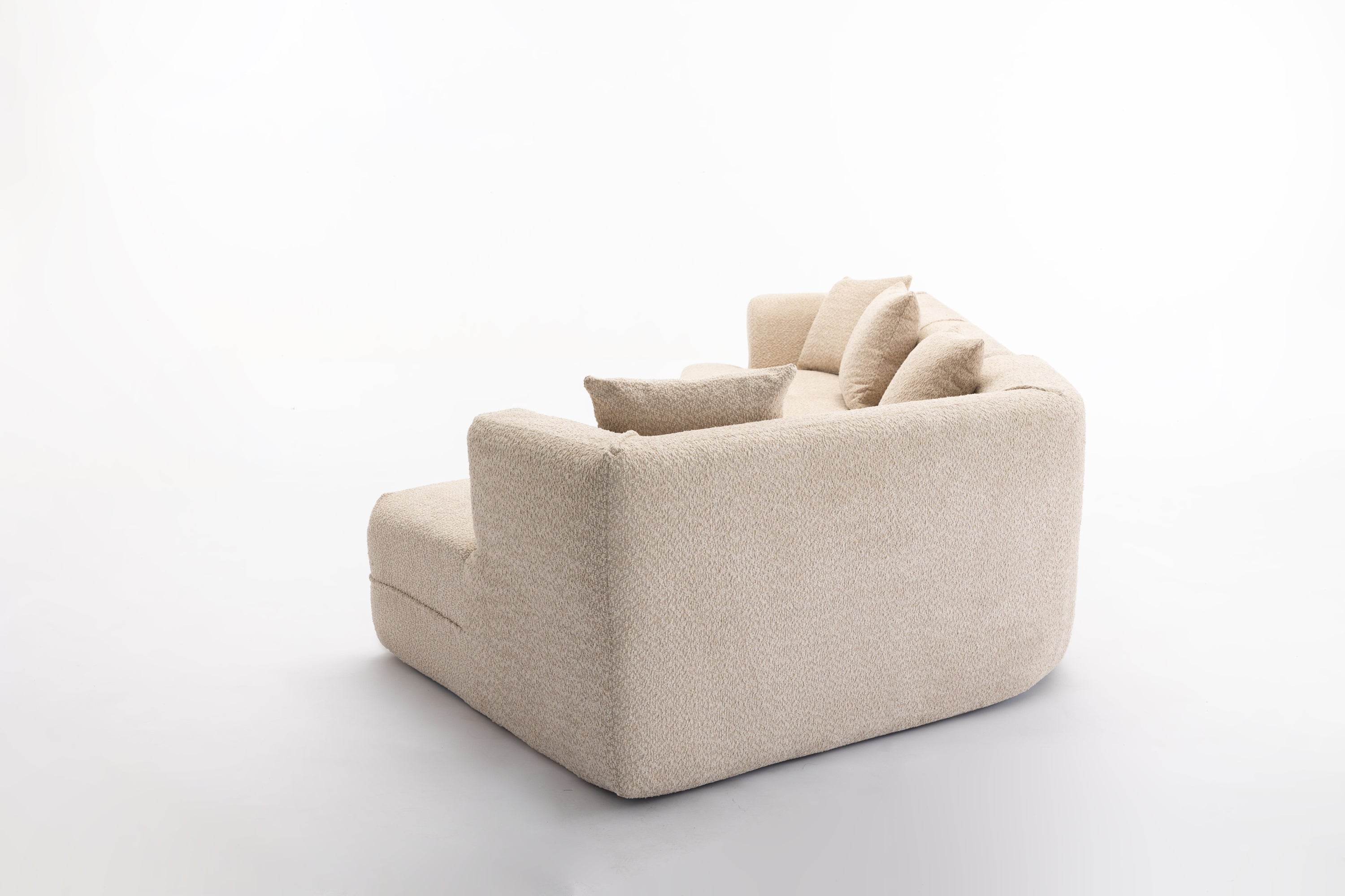 Modular Sectional Living Room Sofa Set, Modern Minimalist Style Couch, Upholstered Sleeper Sofa for Living Room, Bedroom, Salon, 2 PC Free Combination ,Anti-wrinkle,Boucle fabric,Light Brown