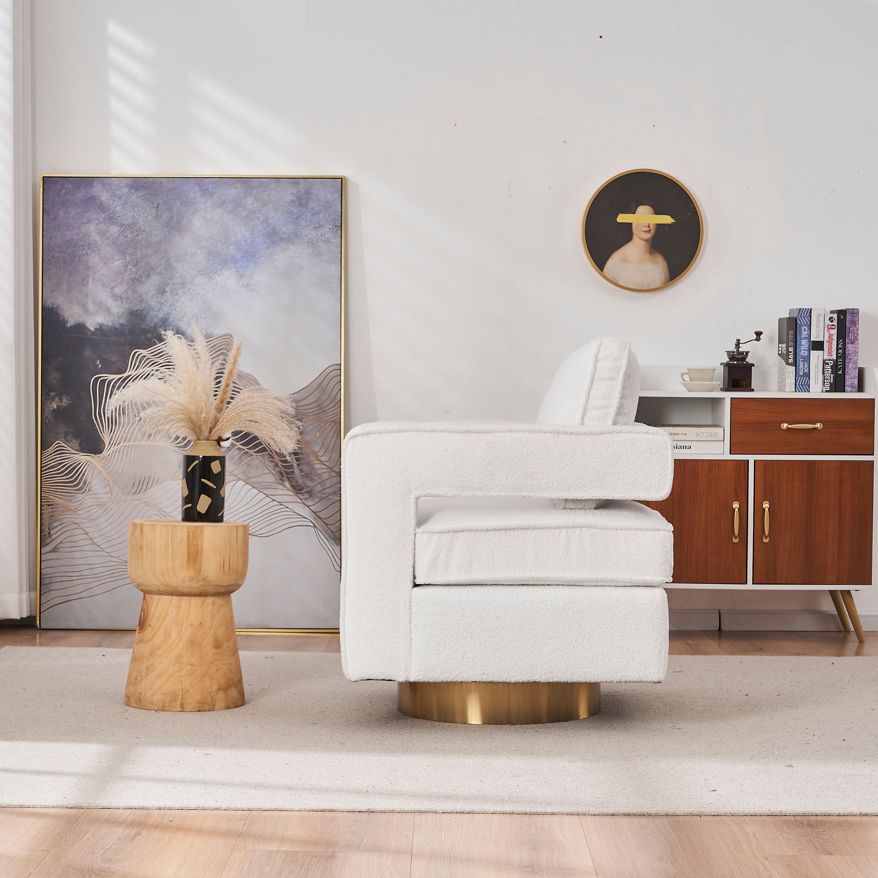 Swivel Barrel Chair for Living Room,360 Degree Swivel Club Modern Accent Single Sofa Chair, Small Leisure Arm Chair for Nursery, Hotel, Bedroom, Office