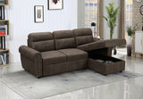 Ashton Saddle Brown Microfiber Reversible Sleeper Sectional Sofa Chaise