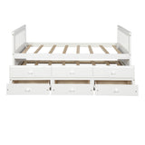 TOPMAX Captain's Bed Twin Daybed with Trundle Bed and Storage Drawers, White