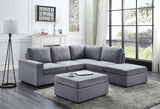 Marta Light Gray Linen 6 Seat Reversible Modular Sectional Sofa with Ottoman