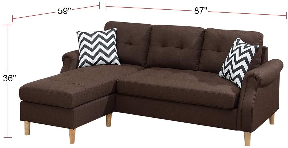 Dark Coffee Reversible Sectional