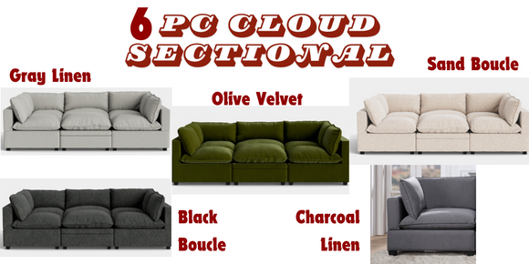 6 PC AP CLOUD MODULAR SECTIONAL (5 COLORS)