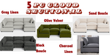 5 PC AP CLOUD MODULAR SECTIONAL (5 COLORS)