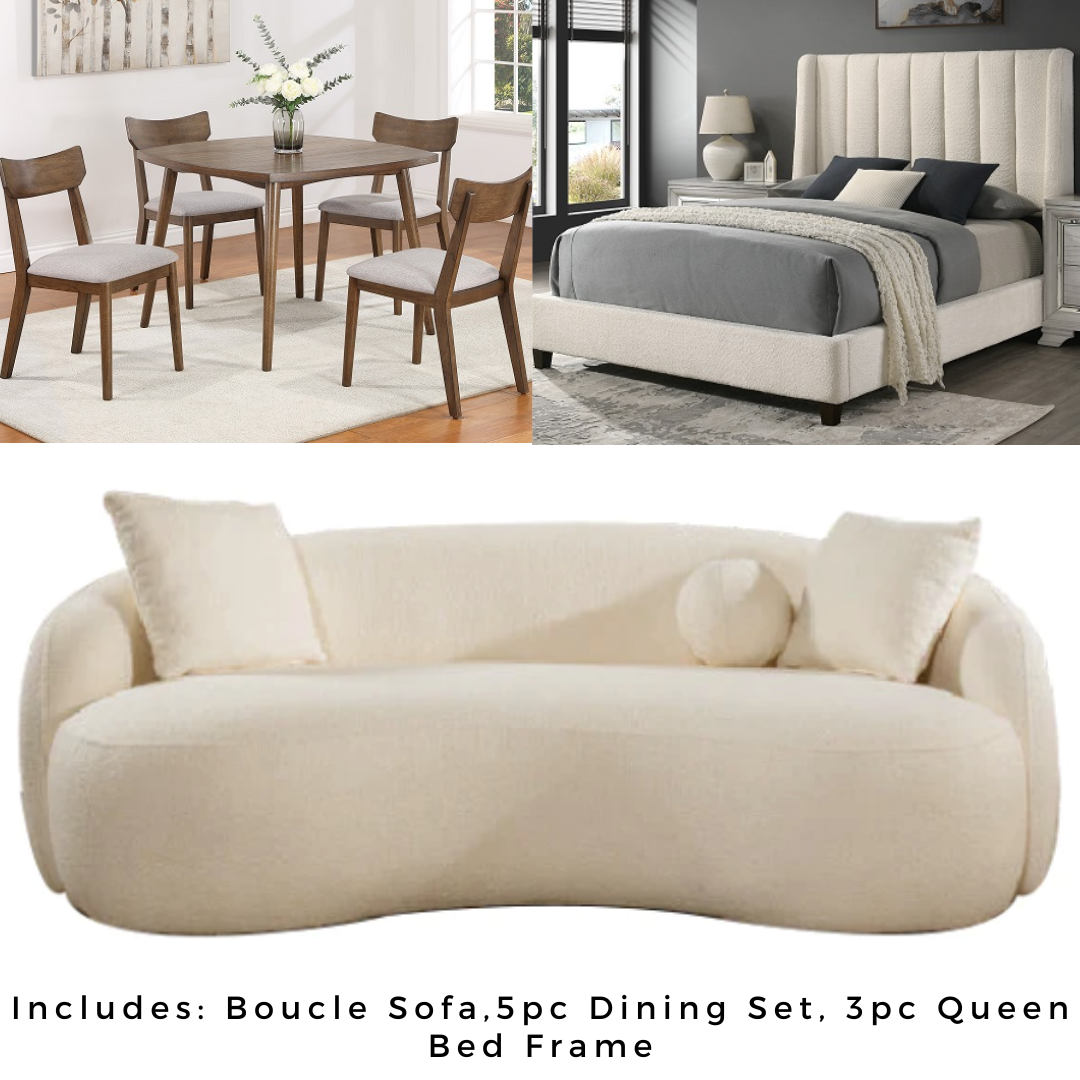 ELEGANT IVORY BOUCLE 3 ROOM PACKAGE