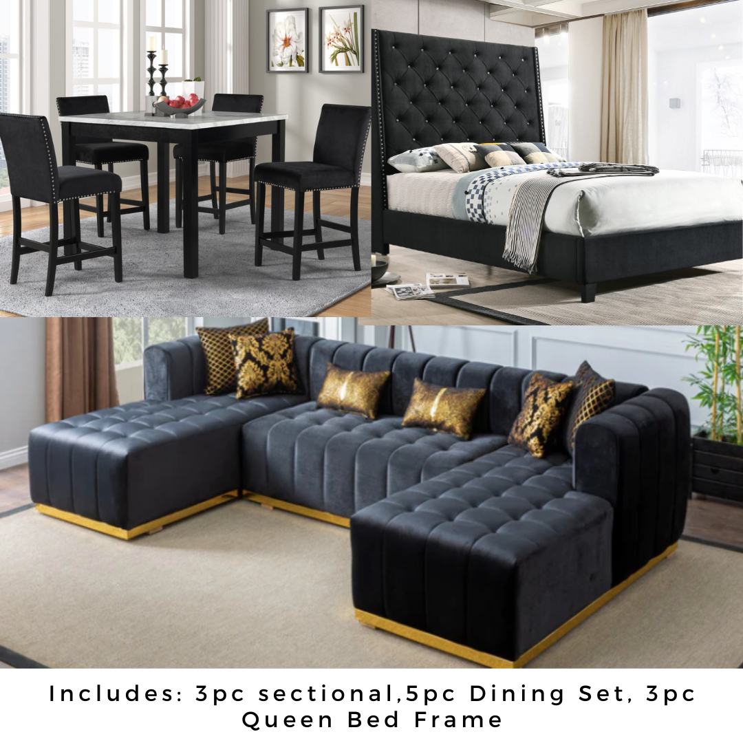Black Velvet Sectionals 