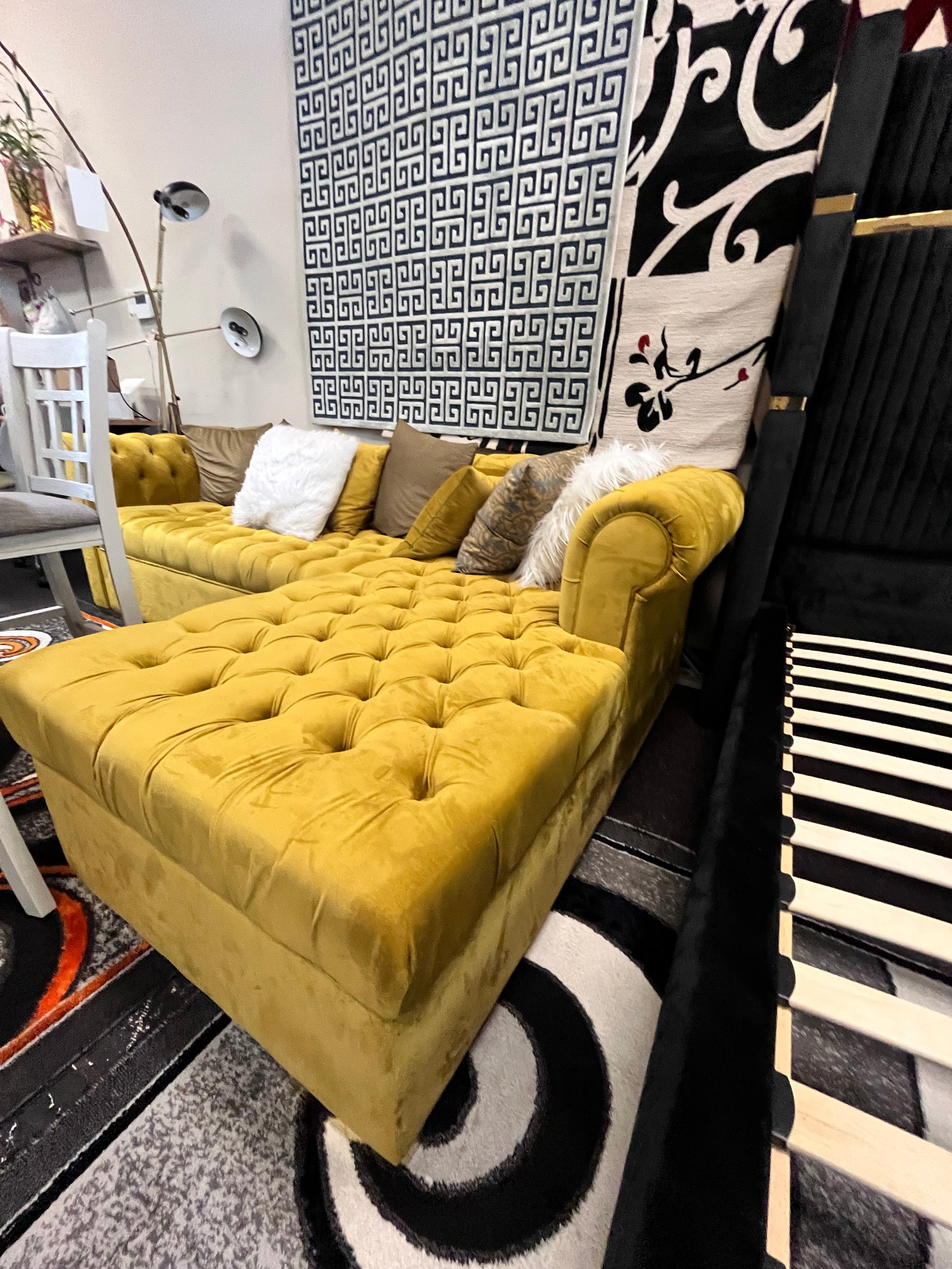 PASADENA BLUE & MUSTARD VELVET 2 ROOM PACKAGE