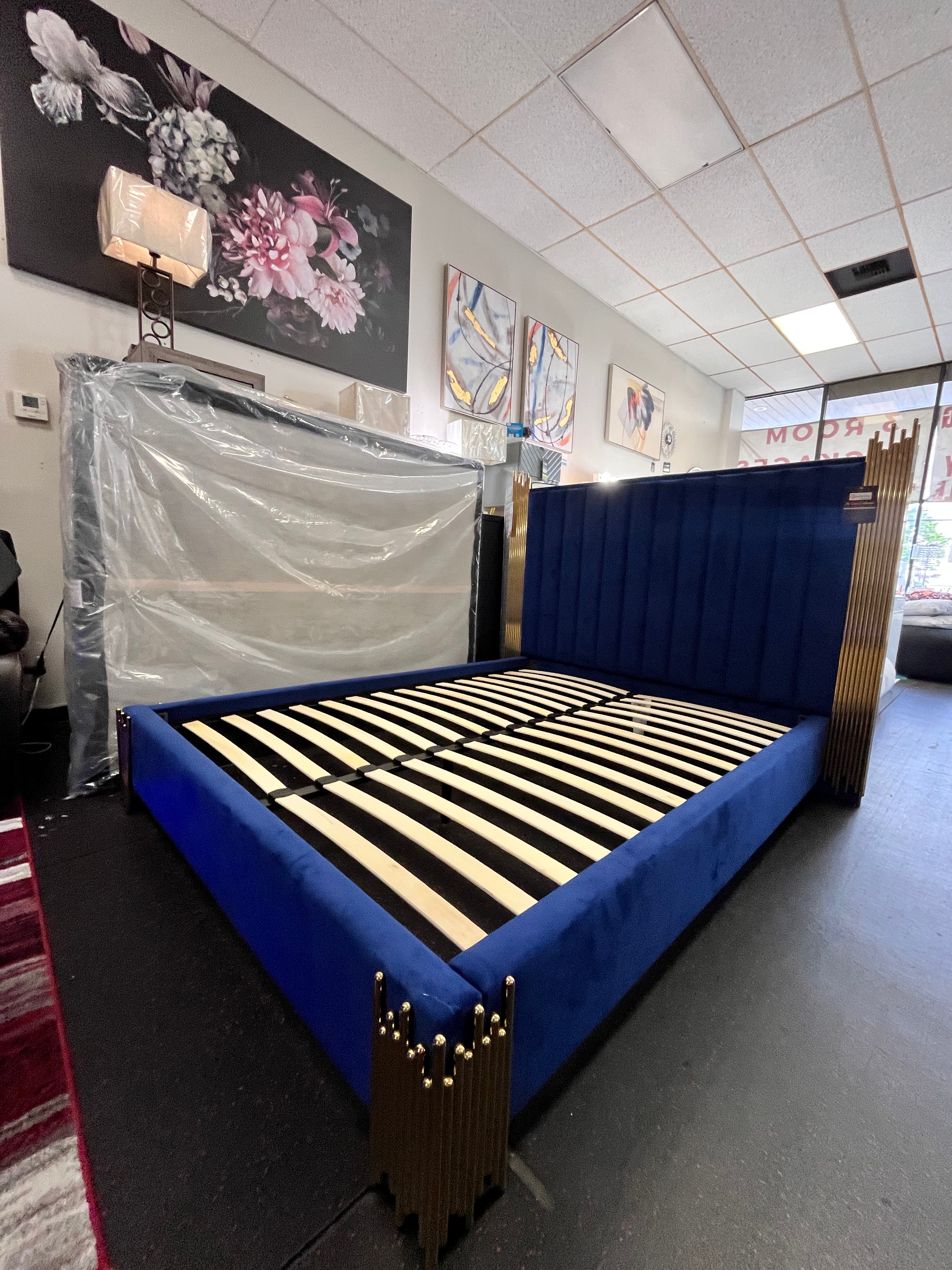 PASADENA BLUE & MUSTARD VELVET 2 ROOM PACKAGE