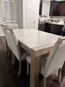 DUNVALE GENUINE MARBLE 6 PC DINING TABLE SET