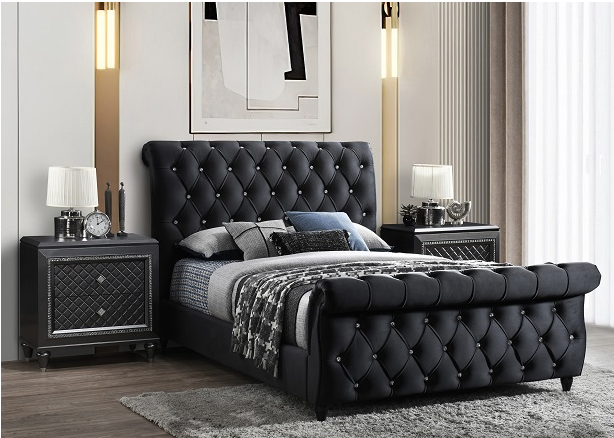 KYRIE BLACK VELVET BED FRAME