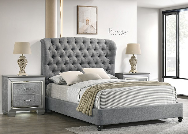 LINDA GRAY LINEN BED FRAME