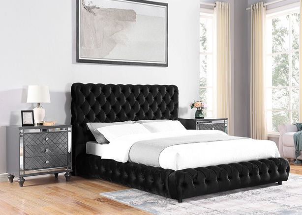 FLORY BLACK VELVET BED FRAME
