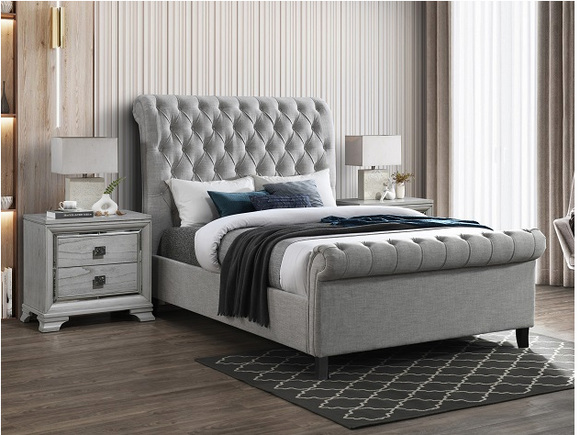 KATE BED IN GRAY LINEN