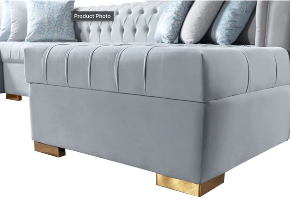 LAUREN PEARL VELVET DOUBLE CHAISE SECTIONAL