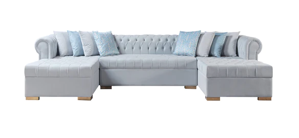 LAUREN PEARL VELVET DOUBLE CHAISE SECTIONAL