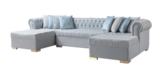 LAUREN PEARL VELVET DOUBLE CHAISE SECTIONAL
