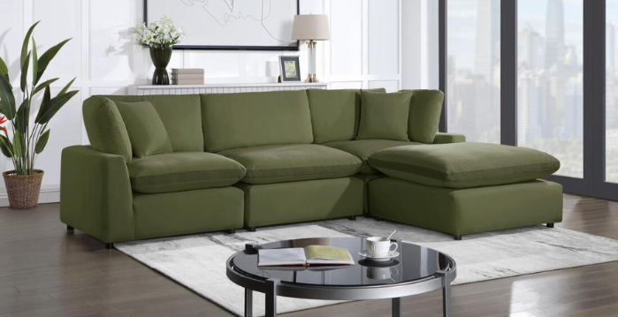 ALBANY STREET OLIVE VELVET MODULAR SECTIONAL