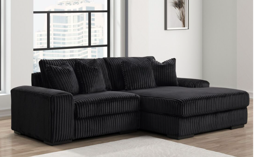SUNDAY 2PC OVERSIZED BLACK VELVET SECTIONAL
