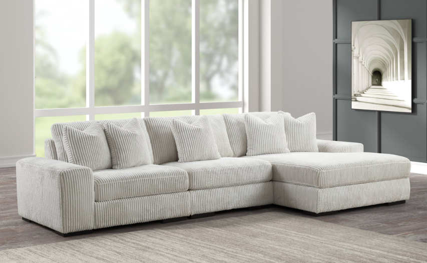 SUNDAY 3PC OVERSIZED BEIGE VELVET SECTIONAL