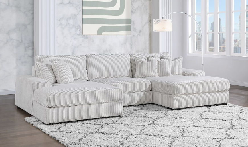 SUNDAY 3PC OVERSIZED DOUBLE CHAISE BEIGE CORDUROY SECTIONAL