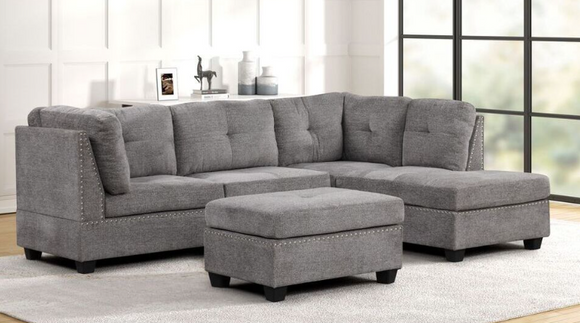 SIENNA 2 PC SECTIONAL IN GRAY CHENILLE FABRIC