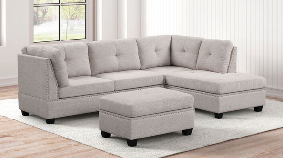 SIENNA 2 PC SECTIONAL IN STONE CHENILLE FABRIC
