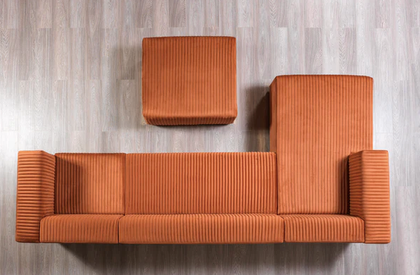 JULIANA ORANGE VELVET DOUBLE CHAISE SECTIONAL