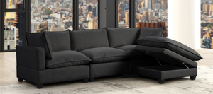 (1 LEFT) BLACK BOUCLE CLOUD MODULAR SECTIONAL