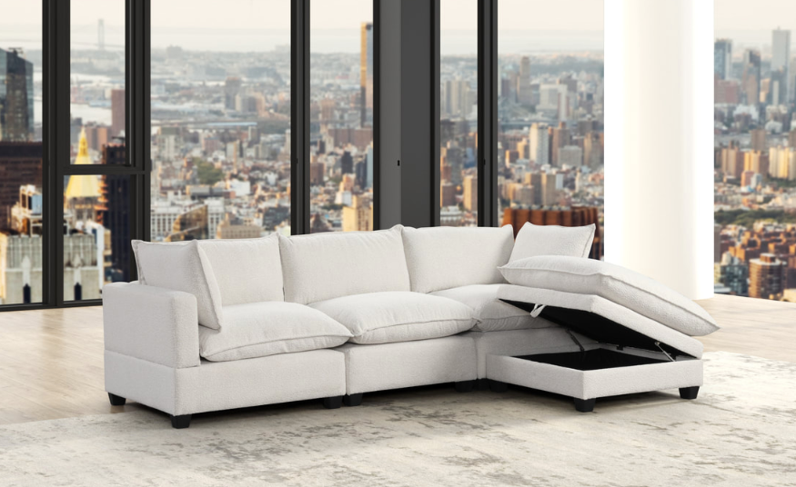 IVORY BOUCLE MODULAR SECTIONAL