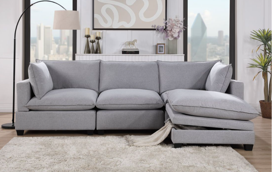 (ETA 10/15) LIGHT GRAY LINEN CLOUD MODULAR SECTIONAL