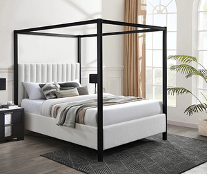 ADALYN WHITE BOUCLE BED FRAME