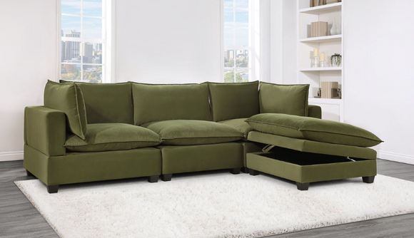 ETA 4/7 OLIVE VELVET CLOUD MODULAR SECTIONAL