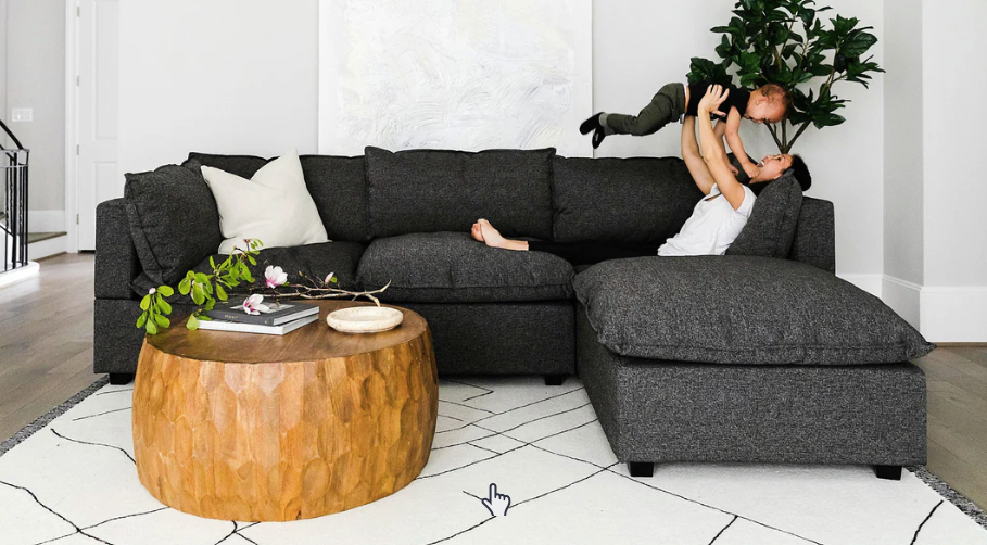 KOVA CHARCOAL FABRIC CLOUD MODULAR SECTIONAL (floor model)