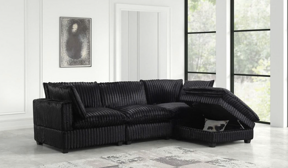 BLACK CORDUROY CLOUD MODULAR SECTIONAL