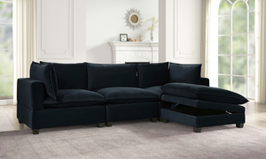 BLACK VELVET CLOUD MODULAR SECTIONAL