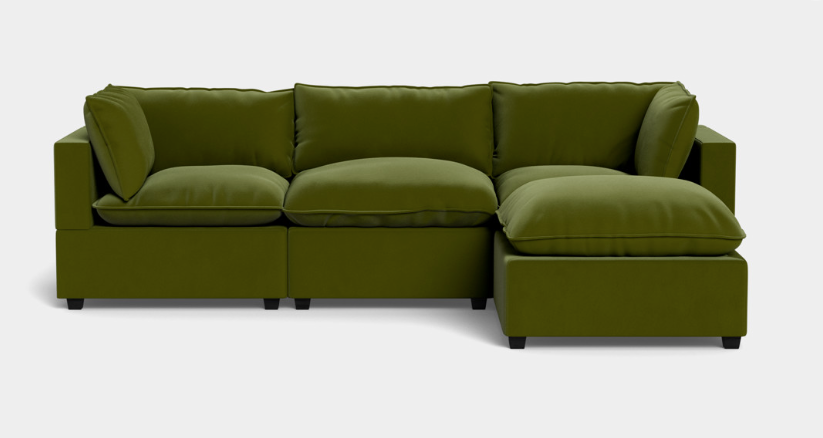 KOVA OLIVE VELVET CLOUD MODULAR SECTIONAL
