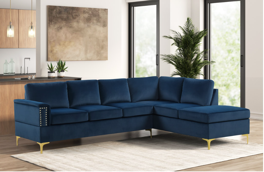VOGUE NAVY VELVET SECTIONAL