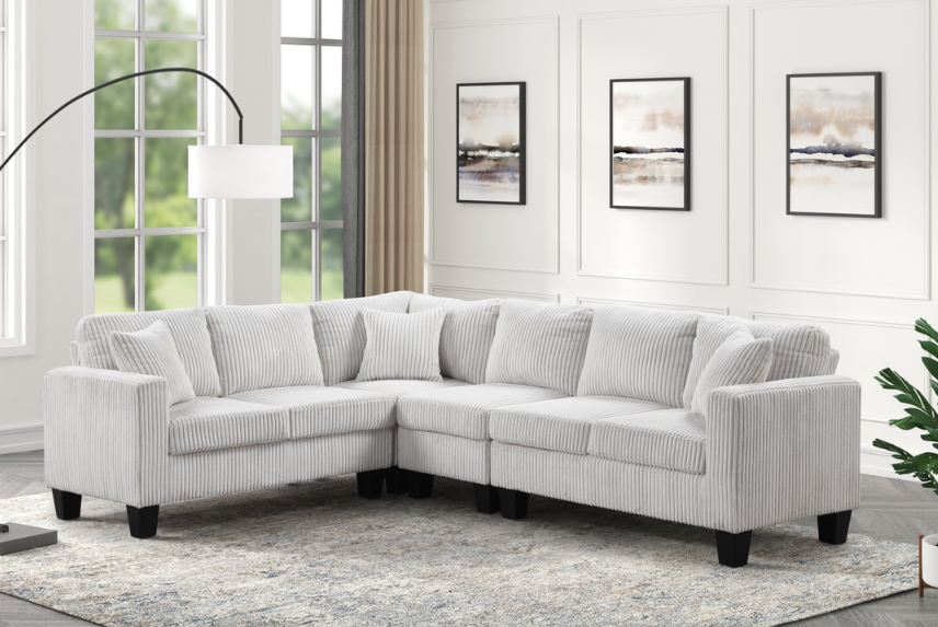 LOGAN SECTIONAL IN IVORY CORDUROY
