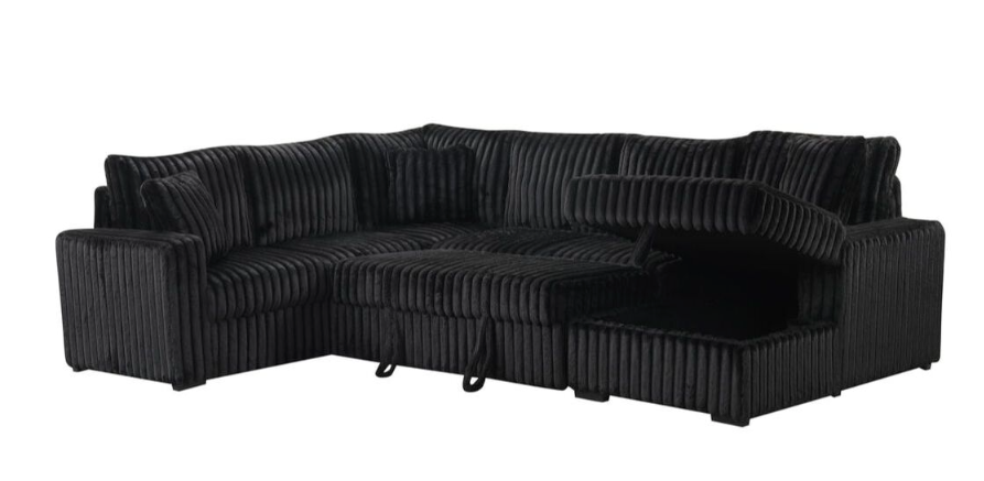 SONIC 3PC OVERSIZED BLACK CORDUROY SECTIONAL