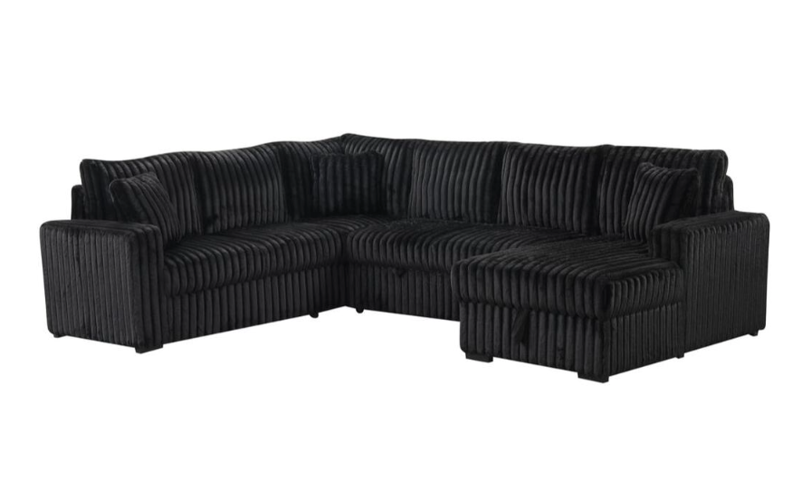 SONIC 3PC OVERSIZED BLACK CORDUROY SECTIONAL