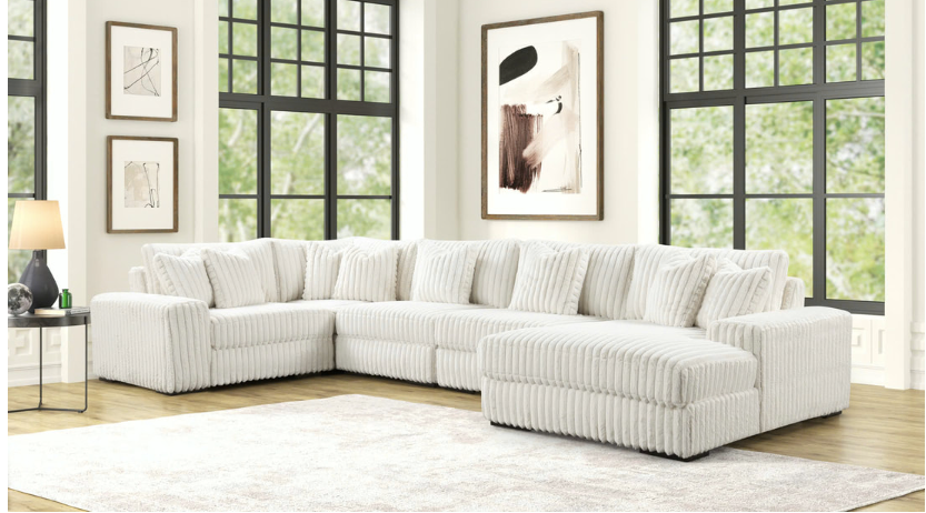 SEASONS 5PC OVERSIZED BEIGE CORDUROY MODULAR SECTIONAL