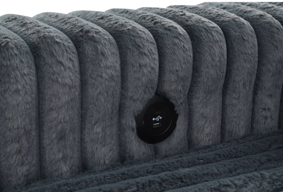 FOREVER 3PC OVERSIZED CHARCOAL CORDUROY SECTIONAL