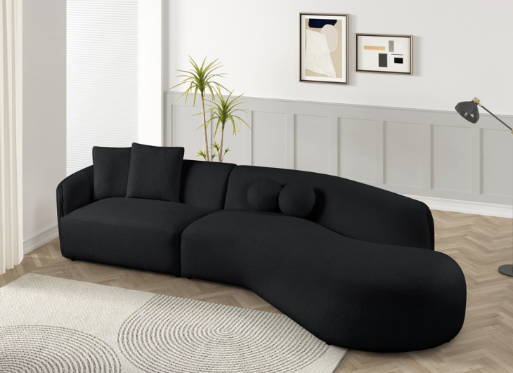 MIA BLACK BOUCLE CURVED RAF SECTIONAL
