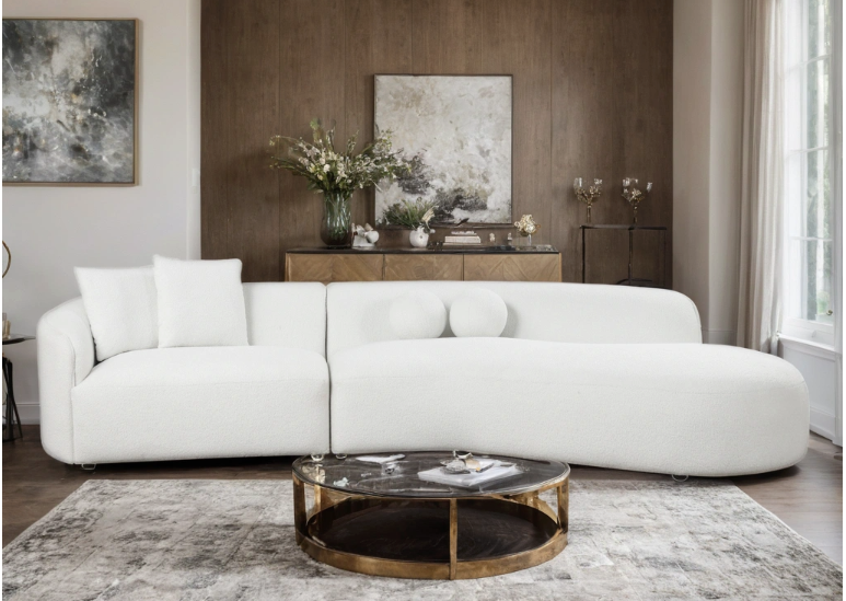MIA IVORY BOUCLE CURVED RAF SECTIONAL