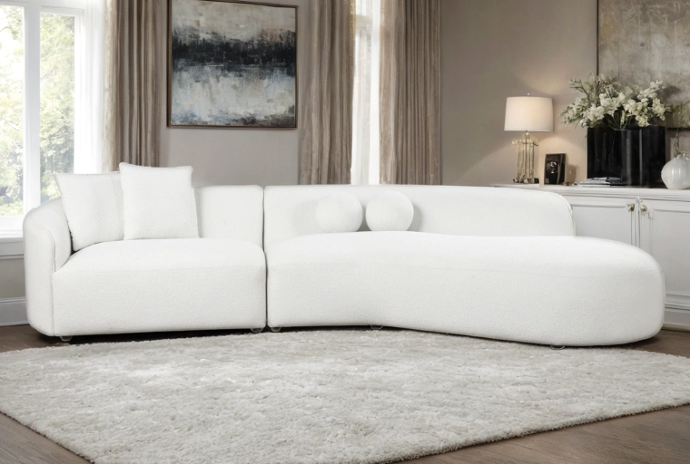 MIA IVORY BOUCLE CURVED RAF SECTIONAL