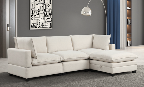 CREAM PERFORMANCE FABRIC CLOUD MODULAR SECTIONAL