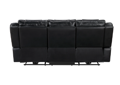 HURON BLACK LEATHER GEL POWER RECLINING SET